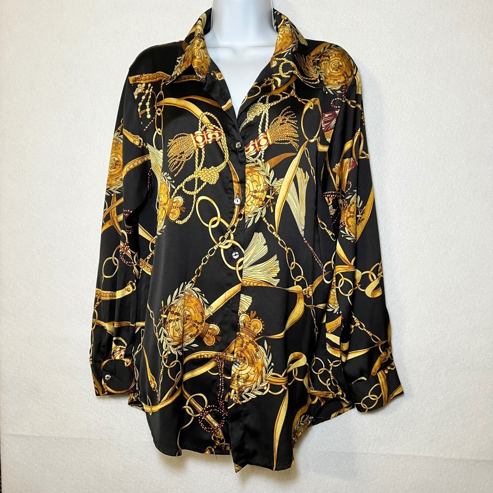 Jon & Anna Contemporary Women Maximalist Mob Wife Baroque Chain Tassel Top‎ L